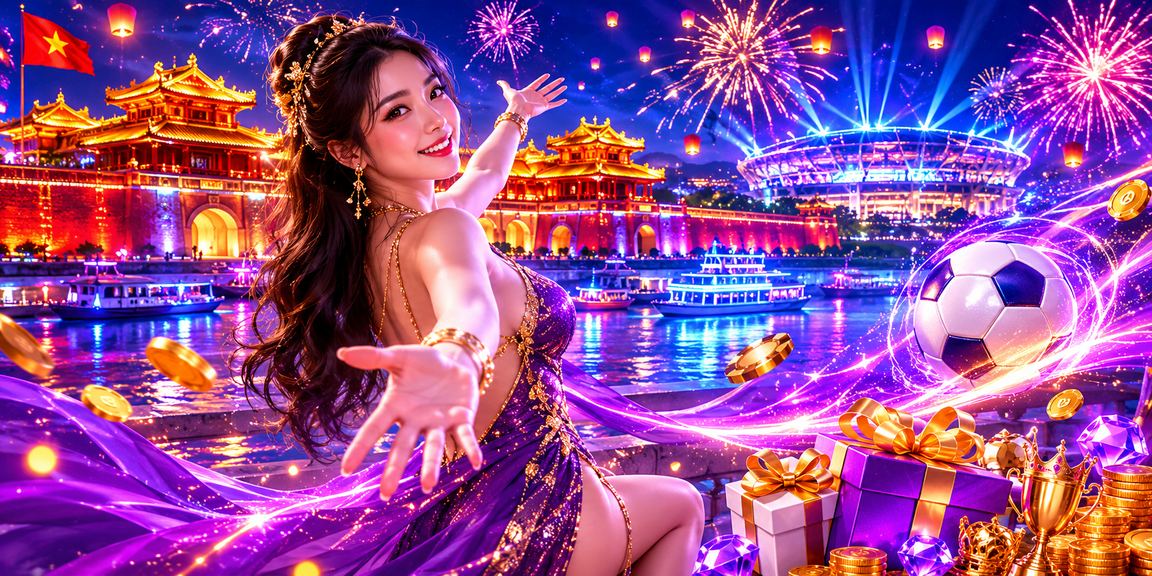 Phố đêm Huế với ánh đèn neon và màn hình hiển thị kèo thể thao trực tuyến